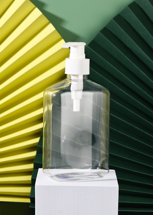 Frasco plano bomba de loção transparente PET 400ml