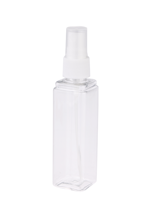 Frasco de spray quadrado transparente PET de 60 ml