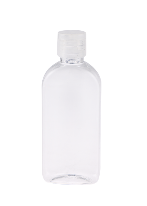60-100ml PET oval loção de gel plana garrafa flip top garrafa desinfetante para as mãos