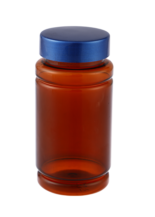 Frasco de cápsula de bambu PET 150g com tampa de metal marrom frasco de produto de saúde